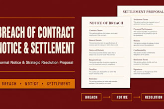 draft a breach of contract notice and settlement proposal