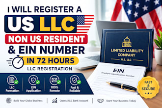 register a US llc non US resident and ein number in 72 hours llc registration