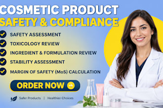 prepare cosmetic safety assessment, toxicology, stability and mos report
