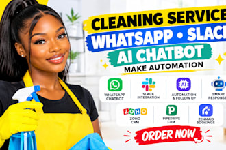 cleaning servic whatsapp slack ai chatbot make automation zoho pipedrive zenmaid