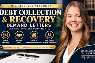 issue a debt collection or debt recovery demand letter as a US attorney