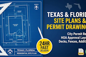 draw texas and florida site plans for permits