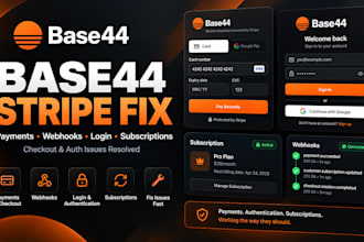 fix base44 stripe payment webhook login authentication subscription and checkout