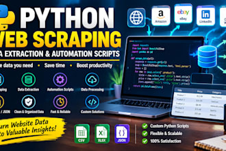 build python web scrapers, data extraction tools and automation scripts