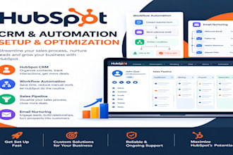 setup hubspot CRM, workflow automation, sales pipeline and email nurturing