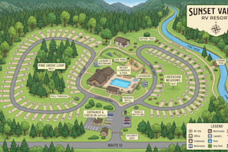create fantasy map vector map hotel map custom map campground map rv park