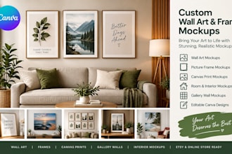 create custom canva wall art frame, realistic wall frame, picture frame