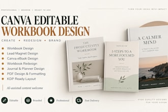 design canva editable workbook, workbook redesign, lead magnet, canva ebook, kdp