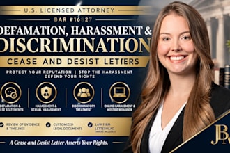 issue a cease and desist for defamation, harassment or discrimination