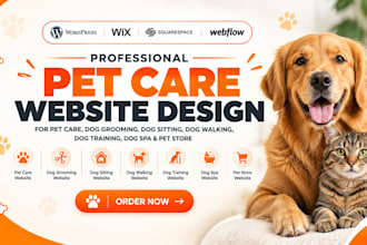 design pet care dog grooming dog spa training website with wix wordpress webflow