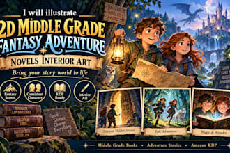 illustrate 2d children middle grade fantasy adventure novels interior art