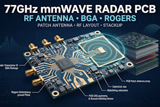design 77ghz mmwave radar pcb, rf antenna, bga launch and rogers stackup