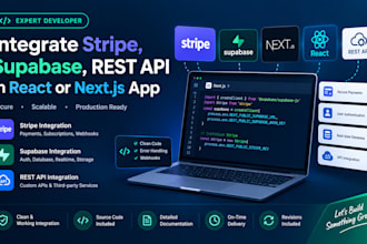 integrate stripe, supabase, rest api in react or nextjs app