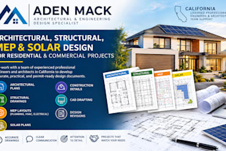 architectural, structural, mep and solar design as engineer in california