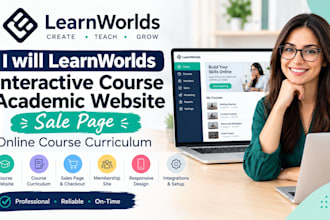 learnworlds interactive course academic website sale page and online course