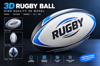 3d ball custom panel, 3d ball cad and rendering, 3d volleyball 3d rugby