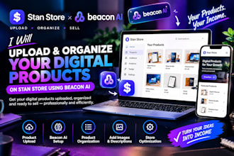 upload and organize your digital products on stan store using beacon ai payhip
