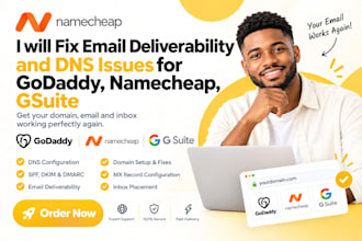 fix email deliverability and dns issues for godaddy, namecheap, gsuite