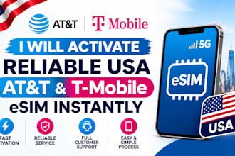 activate reliable USA att  t mobile esim instantly