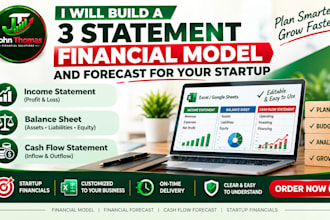 build a 3 statement financial model and forecast for your startup
