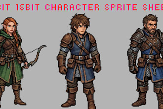 create 8bit 16bit top down rpg character sprite sheet 8 direction game animation