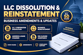 do llc dissolution, reinstate llc, change llc address, close ein and corporation