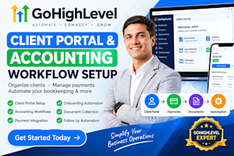 setup gohighlevel client portal and accounting workflows