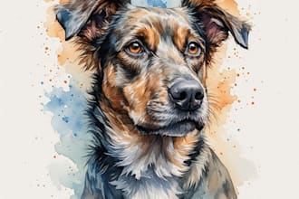 create a custom watercolor pet portrait or pet painting