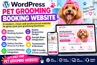 design wordpress pet grooming booking website dog walking pet care website
