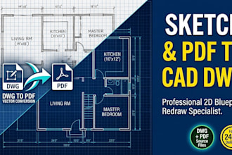 redraw PDF or hand sketch to cad dwg site plan floor plan