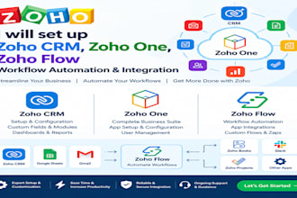 setup zoho crm, zoho one, zoho flow workflow automation and integration