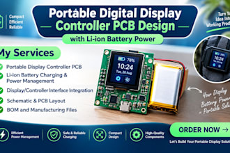 design portable digital display controller pcb with li ion battery power