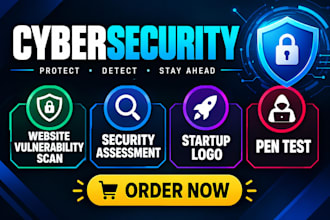 provide cybersecurity website  vulnerability scan security startup logo pen test