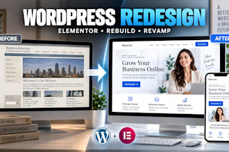 redesign wordpress website rebuild wordpress elementor website, fix wordpress