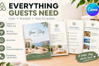 design an editable mobile airbnb guest guide in canva