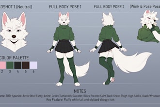 create a custom furry reference sheet for your fursona or furry oc