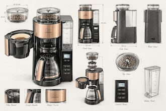 design custom coffee grinding machines and accessories in 3d cad