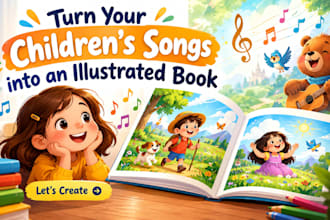 create 2d children book illustration for songs and rhymes