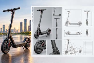 design a professional electric scooter 3d cad model and product design