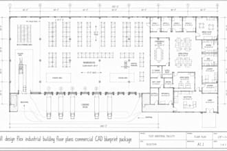 design flex industrial building floor plans commercial cad blueprint package