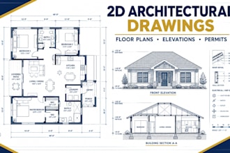 create 2d floor plan and architectural permit drawing in autocad and 3d rendring