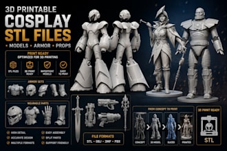 create 3d printable cosplay stl files, models, armor and props