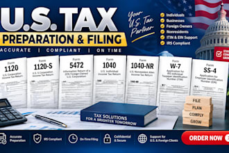 prepare summit your form 1120, 1020, 5472, 1040, 1040nr, itin, ein US tax return