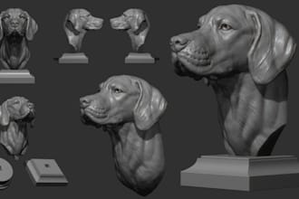 sculpt realistic 3d dog model for 3d printing with stl file in zbrush or blender