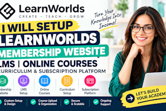 setup learnworlds membership website lms online courses curriculum and platform
