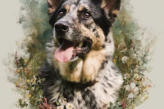 draw a custom memorial pet portrait from photo