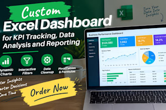 build an interactive excel dashboard for kpis, data analysis and reporting
