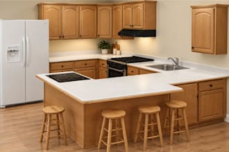 create kitchen design with 3d modeling and cabinet technical drawings