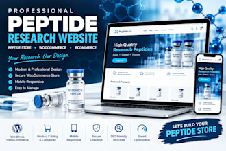 build peptide research website, peptide store and woocommerce ecommerce website