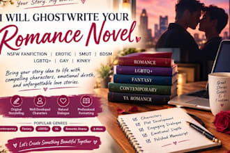 ghostwrite your romance novel, nsfw fanfiction, erotic smut bdsm igbtq gay kinky